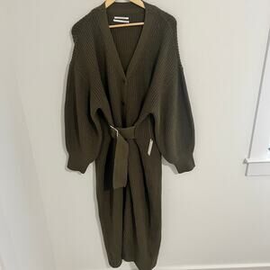 Anthropologie Long Sleeve Belted Midi Sweater Dress Size Large NWT